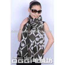 Ladies' skeleton printed 100% cashmere scarf/shawl